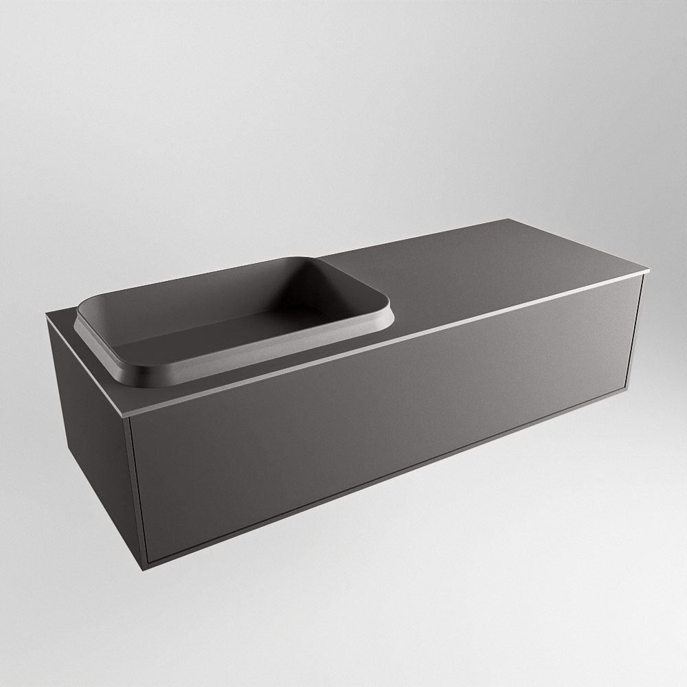 MONDIAZ ERIN 120cm mueble de baño color Dark Grey 1 cajón. Lavabo RIDGE Izquierda sin orificio color Dark Grey. 4 MONDIAZ ERIN 120cm mueble de baño color Dark Grey 1 cajón. Lavabo RIDGE Izquierda sin orificio color Dark Grey. - Imagen 4