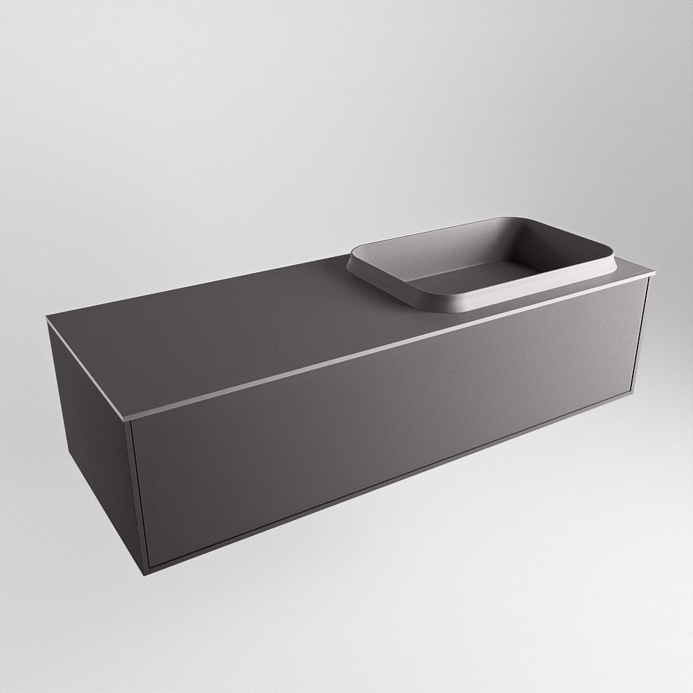MONDIAZ ERIN 120cm mueble de baño color Dark Grey 1 cajón. Lavabo RIDGE Derecho sin orificio color Dark Grey. 4 MONDIAZ ERIN 120cm mueble de baño color Dark Grey 1 cajón. Lavabo RIDGE Derecho sin orificio color Dark Grey. - Imagen 4
