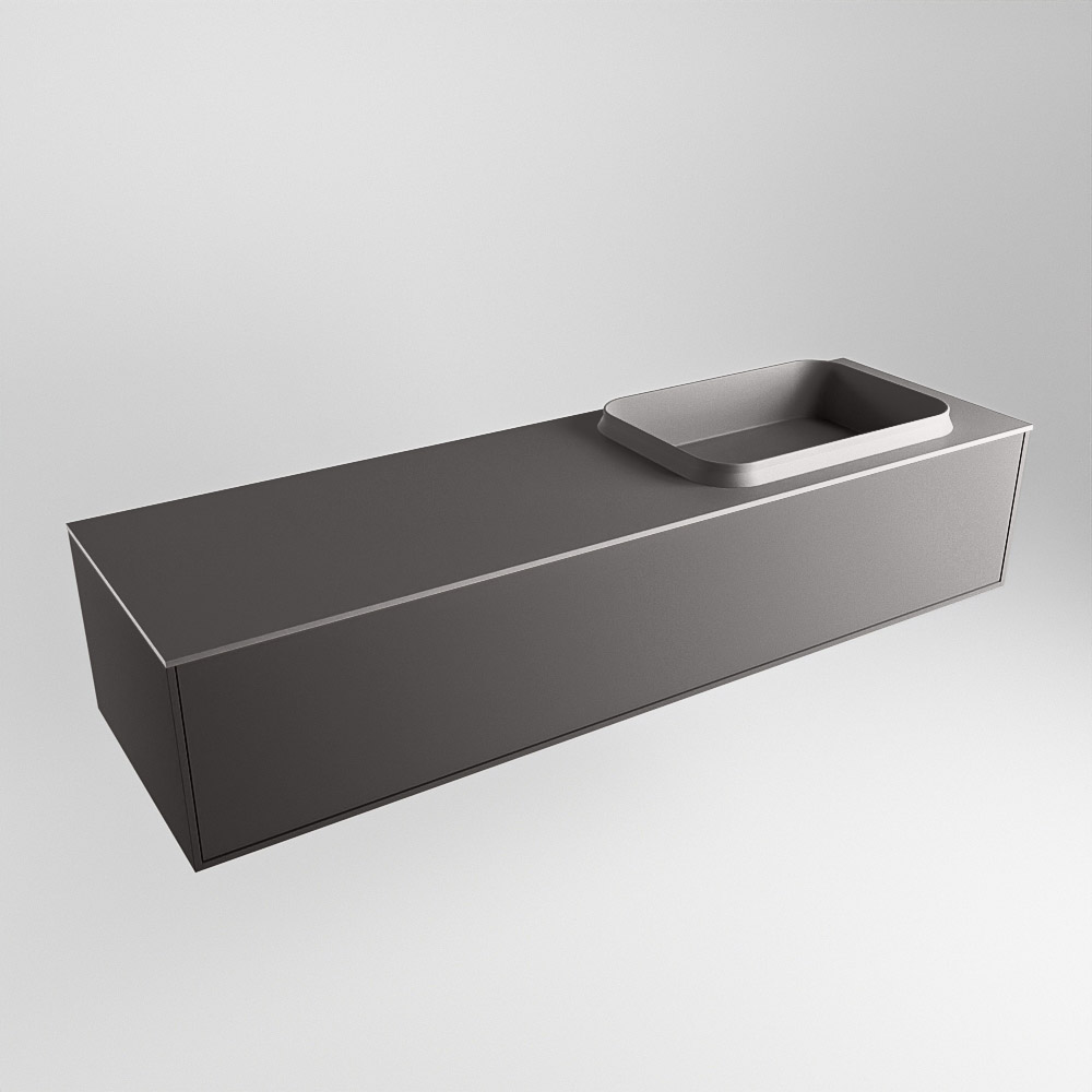 MONDIAZ ERIN 150cm mueble de baño color Dark Grey 1 cajón. Lavabo RIDGE Derecho 1 orificio color Dark Grey. 4 MONDIAZ ERIN 150cm mueble de baño color Dark Grey 1 cajón. Lavabo RIDGE Derecho 1 orificio color Dark Grey. - Imagen 4