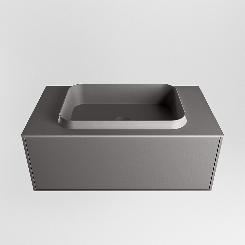MONDIAZ ERIN 80cm mueble de baño color Dark Grey 1 cajón. Lavabo RIDGE Centro 1 orificio color Dark Grey. 5 MONDIAZ ERIN 80cm mueble de baño color Dark Grey 1 cajón. Lavabo RIDGE Centro 1 orificio color Dark Grey. - Imagen 5
