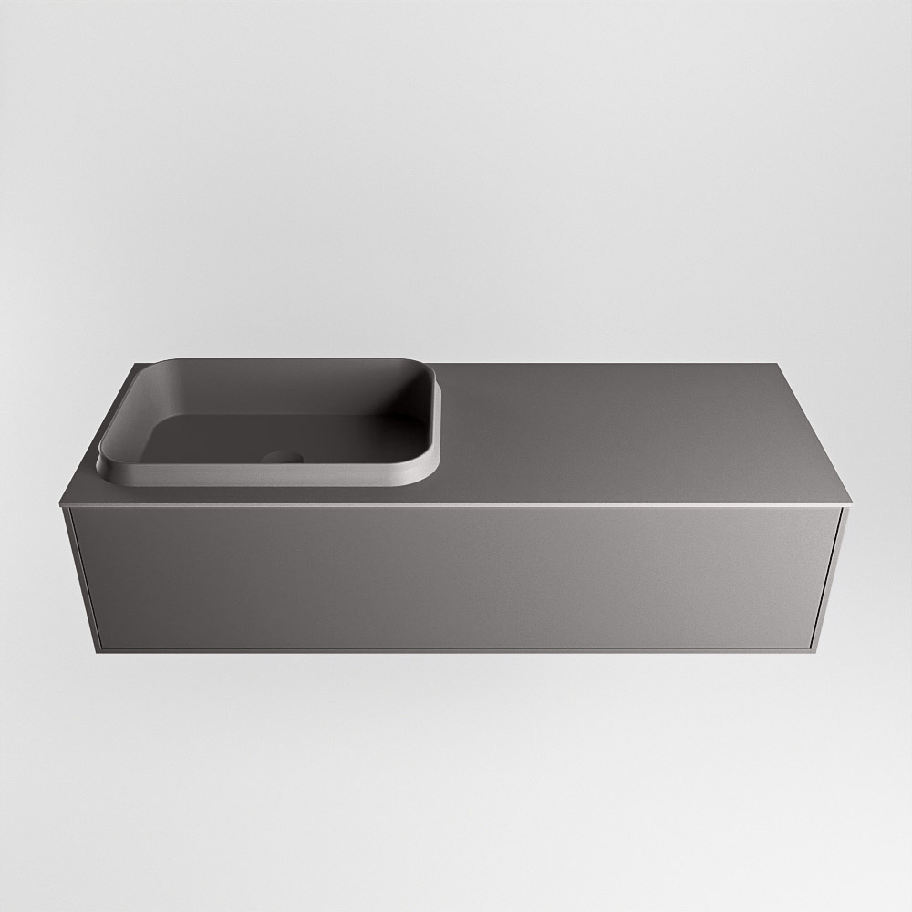 MONDIAZ ERIN 120cm mueble de baño color Dark Grey 1 cajón. Lavabo RIDGE Izquierda sin orificio color Dark Grey. 5 MONDIAZ ERIN 120cm mueble de baño color Dark Grey 1 cajón. Lavabo RIDGE Izquierda sin orificio color Dark Grey. - Imagen 5
