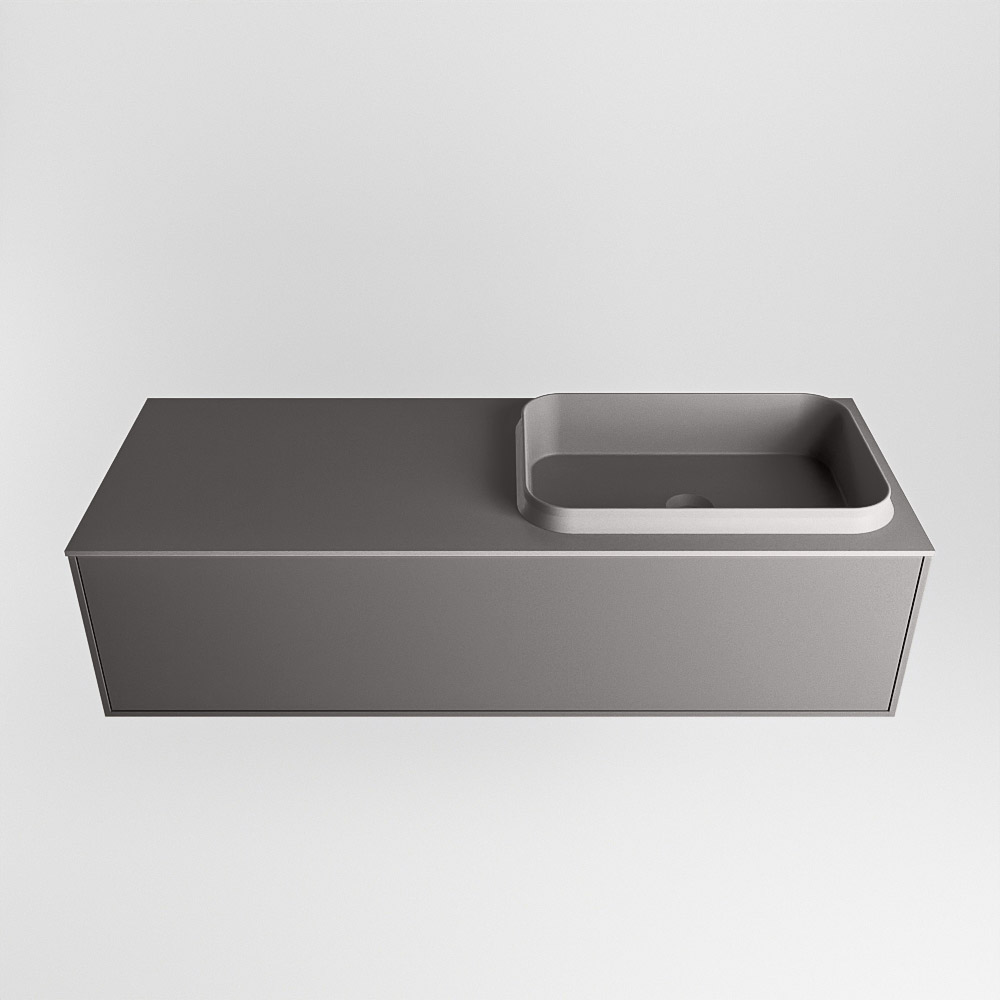 MONDIAZ ERIN 120cm mueble de baño color Dark Grey 1 cajón. Lavabo RIDGE Derecho sin orificio color Dark Grey. 5 MONDIAZ ERIN 120cm mueble de baño color Dark Grey 1 cajón. Lavabo RIDGE Derecho sin orificio color Dark Grey. - Imagen 5