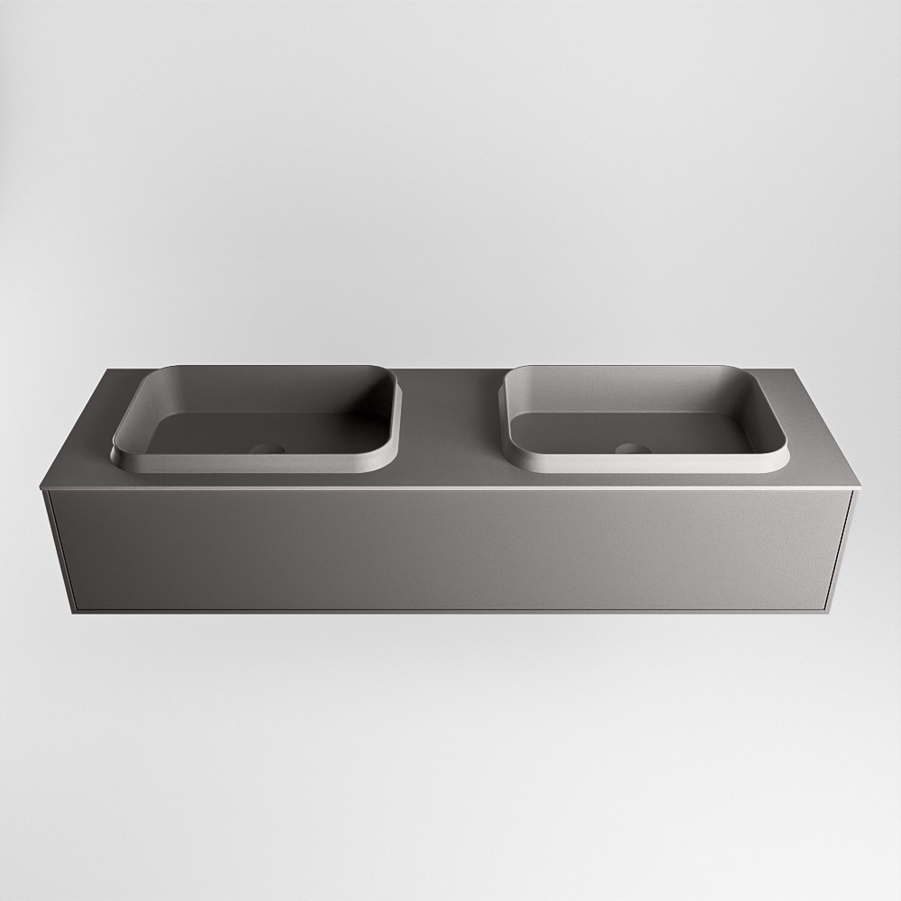 MONDIAZ ERIN 150cm mueble de baño color Dark Grey 1 cajón. Lavabo RIDGE Doble sin orificio color Dark Grey. 5 MONDIAZ ERIN 150cm mueble de baño color Dark Grey 1 cajón. Lavabo RIDGE Doble sin orificio color Dark Grey. - Imagen 5