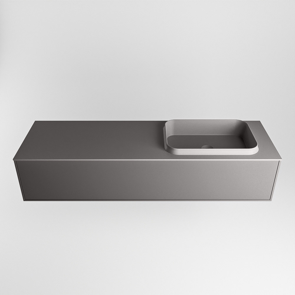 MONDIAZ ERIN 150cm mueble de baño color Dark Grey 1 cajón. Lavabo RIDGE Derecho 1 orificio color Dark Grey. 5 MONDIAZ ERIN 150cm mueble de baño color Dark Grey 1 cajón. Lavabo RIDGE Derecho 1 orificio color Dark Grey. - Imagen 5
