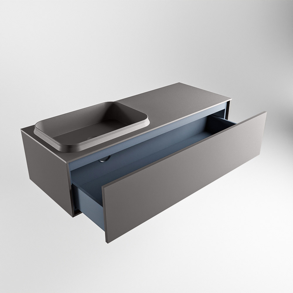 MONDIAZ ERIN 120cm mueble de baño color Dark Grey 1 cajón. Lavabo RIDGE Izquierda sin orificio color Dark Grey. 6 MONDIAZ ERIN 120cm mueble de baño color Dark Grey 1 cajón. Lavabo RIDGE Izquierda sin orificio color Dark Grey. - Imagen 6