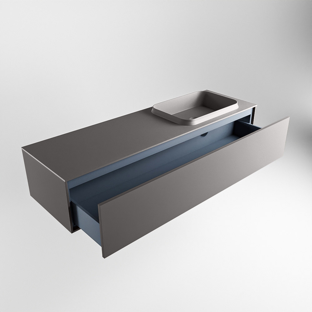 MONDIAZ ERIN 150cm mueble de baño color Dark Grey 1 cajón. Lavabo RIDGE Derecho 1 orificio color Dark Grey. 6 MONDIAZ ERIN 150cm mueble de baño color Dark Grey 1 cajón. Lavabo RIDGE Derecho 1 orificio color Dark Grey. - Imagen 6
