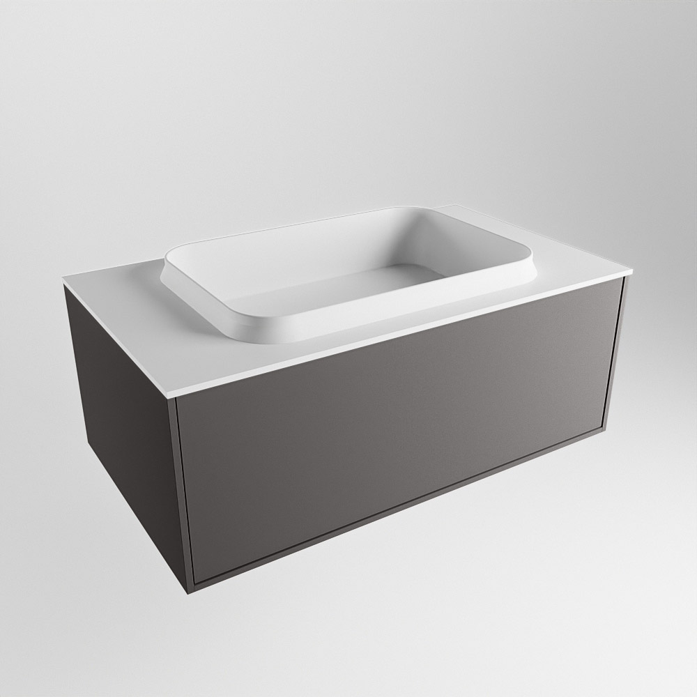 MONDIAZ ERIN 80cm mueble de baño color Dark Grey 1 cajón. Lavabo RIDGE Centro sin orificio color Talc. 4 MONDIAZ ERIN 80cm mueble de baño color Dark Grey 1 cajón. Lavabo RIDGE Centro sin orificio color Talc. - Imagen 4
