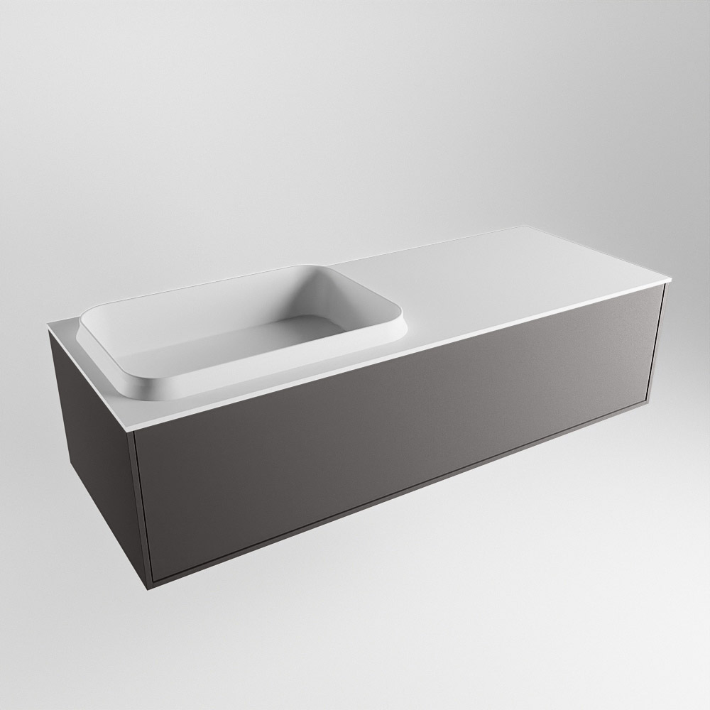 MONDIAZ ERIN 120cm mueble de baño color Dark Grey 1 cajón. Lavabo RIDGE Izquierda sin orificio color Talc. 4 MONDIAZ ERIN 120cm mueble de baño color Dark Grey 1 cajón. Lavabo RIDGE Izquierda sin orificio color Talc. - Imagen 4