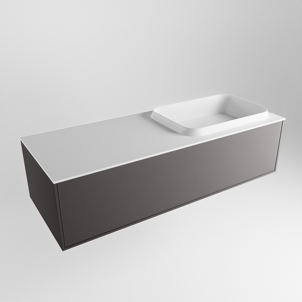 MONDIAZ ERIN 120cm mueble de baño color Dark Grey 1 cajón. Lavabo RIDGE Derecho 1 orificio color Talc. 4 MONDIAZ ERIN 120cm mueble de baño color Dark Grey 1 cajón. Lavabo RIDGE Derecho 1 orificio color Talc. - Imagen 4