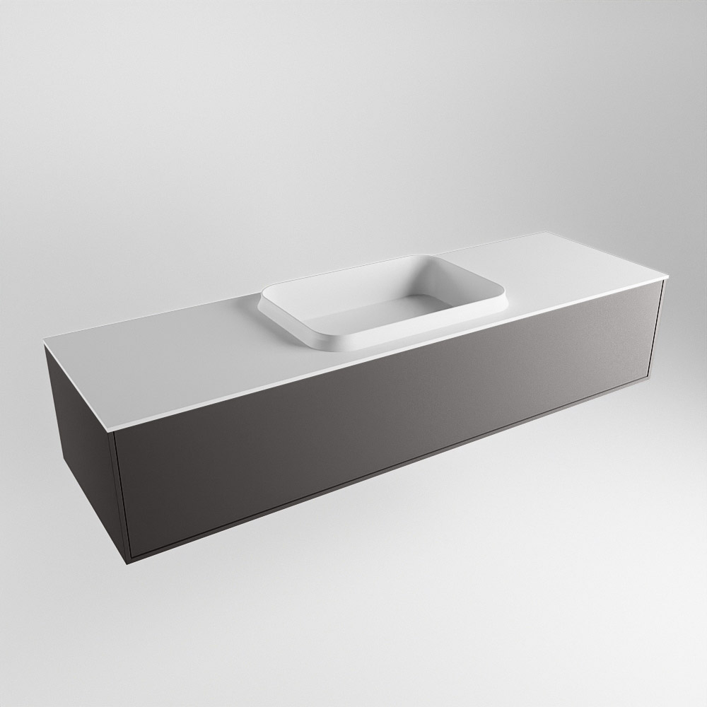 MONDIAZ ERIN 150cm mueble de baño color Dark Grey 1 cajón. Lavabo RIDGE Centro 1 orificio color Talc. 4 MONDIAZ ERIN 150cm mueble de baño color Dark Grey 1 cajón. Lavabo RIDGE Centro 1 orificio color Talc. - Imagen 4