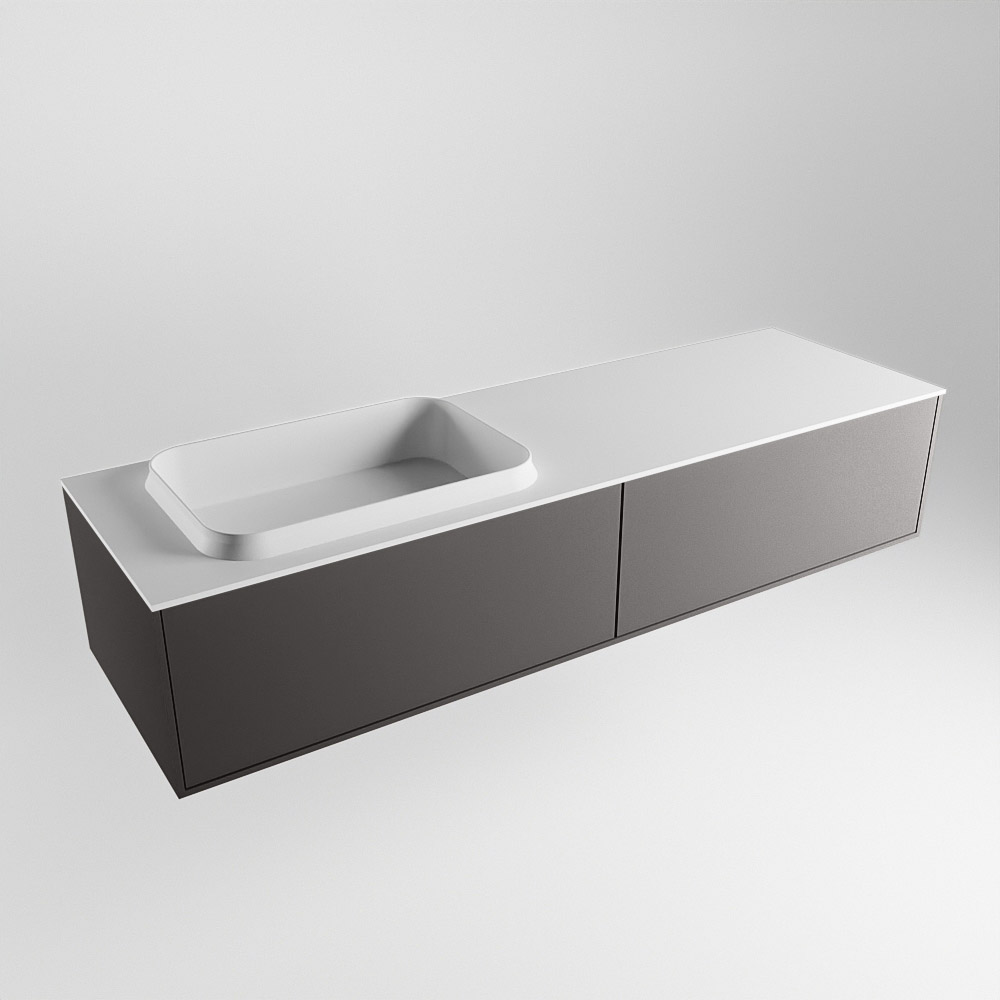 MONDIAZ ERIN 150cm mueble de baño color Dark Grey 2 cajones. Lavabo RIDGE Izquierda 1 orificio color Talc. 4 MONDIAZ ERIN 150cm mueble de baño color Dark Grey 2 cajones. Lavabo RIDGE Izquierda 1 orificio color Talc. - Imagen 4