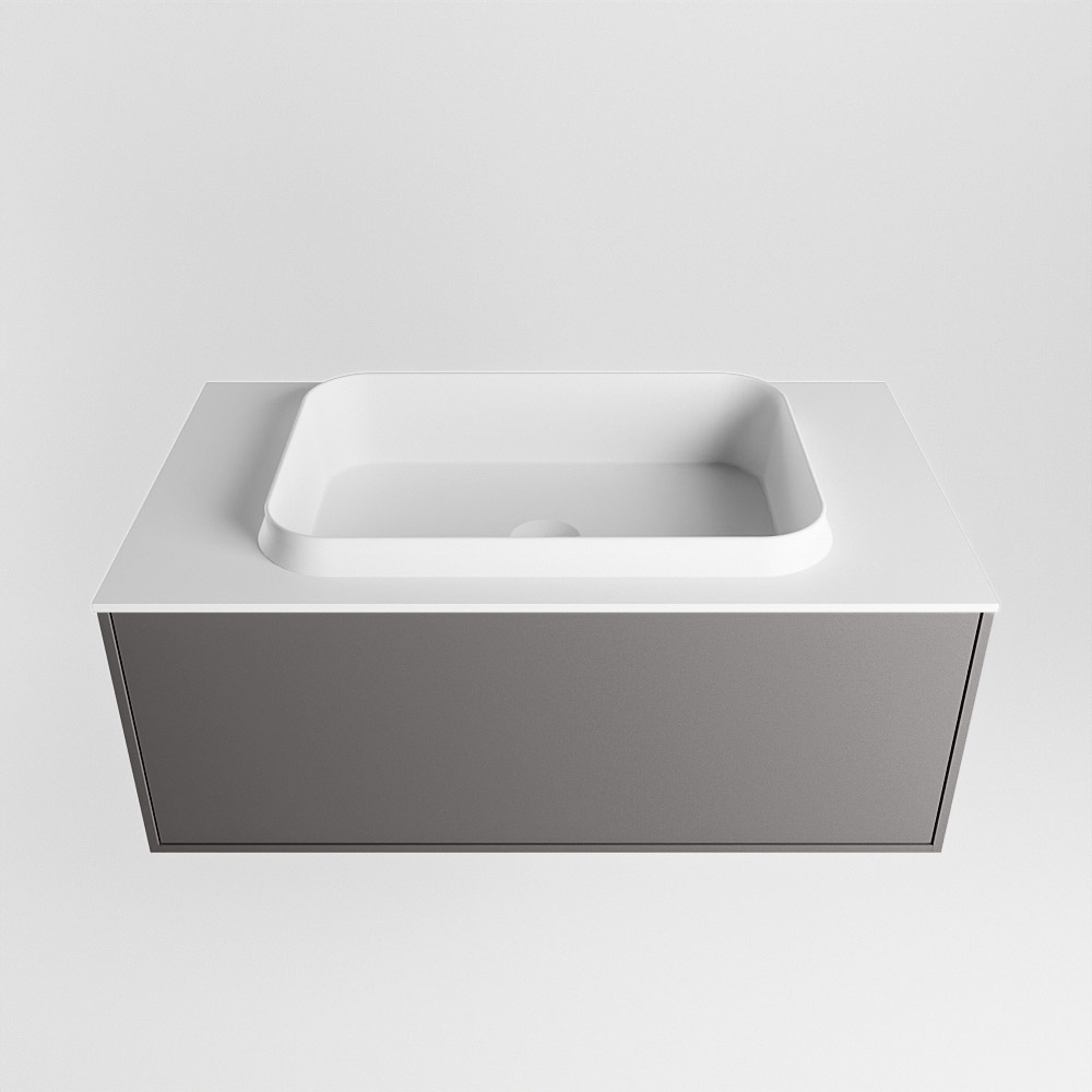 MONDIAZ ERIN 80cm mueble de baño color Dark Grey 1 cajón. Lavabo RIDGE Centro sin orificio color Talc. 5 MONDIAZ ERIN 80cm mueble de baño color Dark Grey 1 cajón. Lavabo RIDGE Centro sin orificio color Talc. - Imagen 5