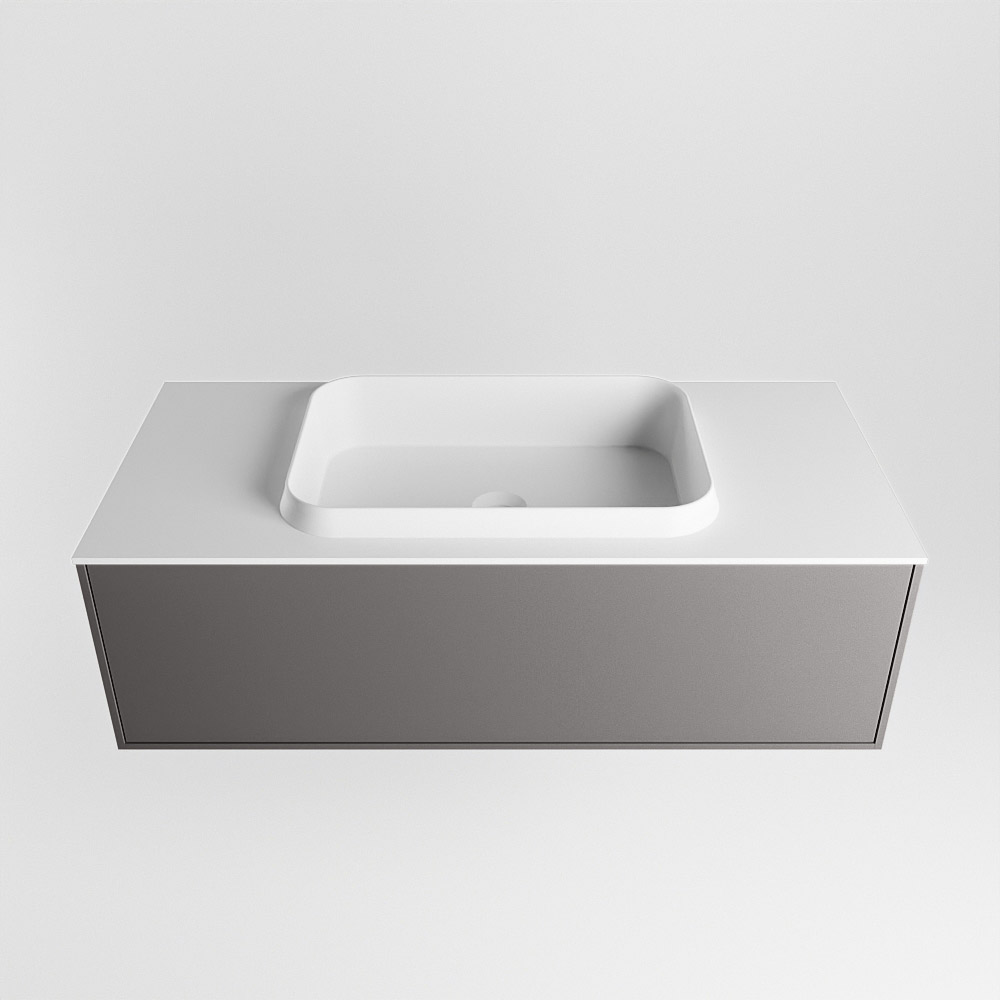 MONDIAZ ERIN 100cm mueble de baño color Dark Grey 1 cajón. Lavabo RIDGE Centro 1 orificio color Talc. 5 MONDIAZ ERIN 100cm mueble de baño color Dark Grey 1 cajón. Lavabo RIDGE Centro 1 orificio color Talc. - Imagen 5