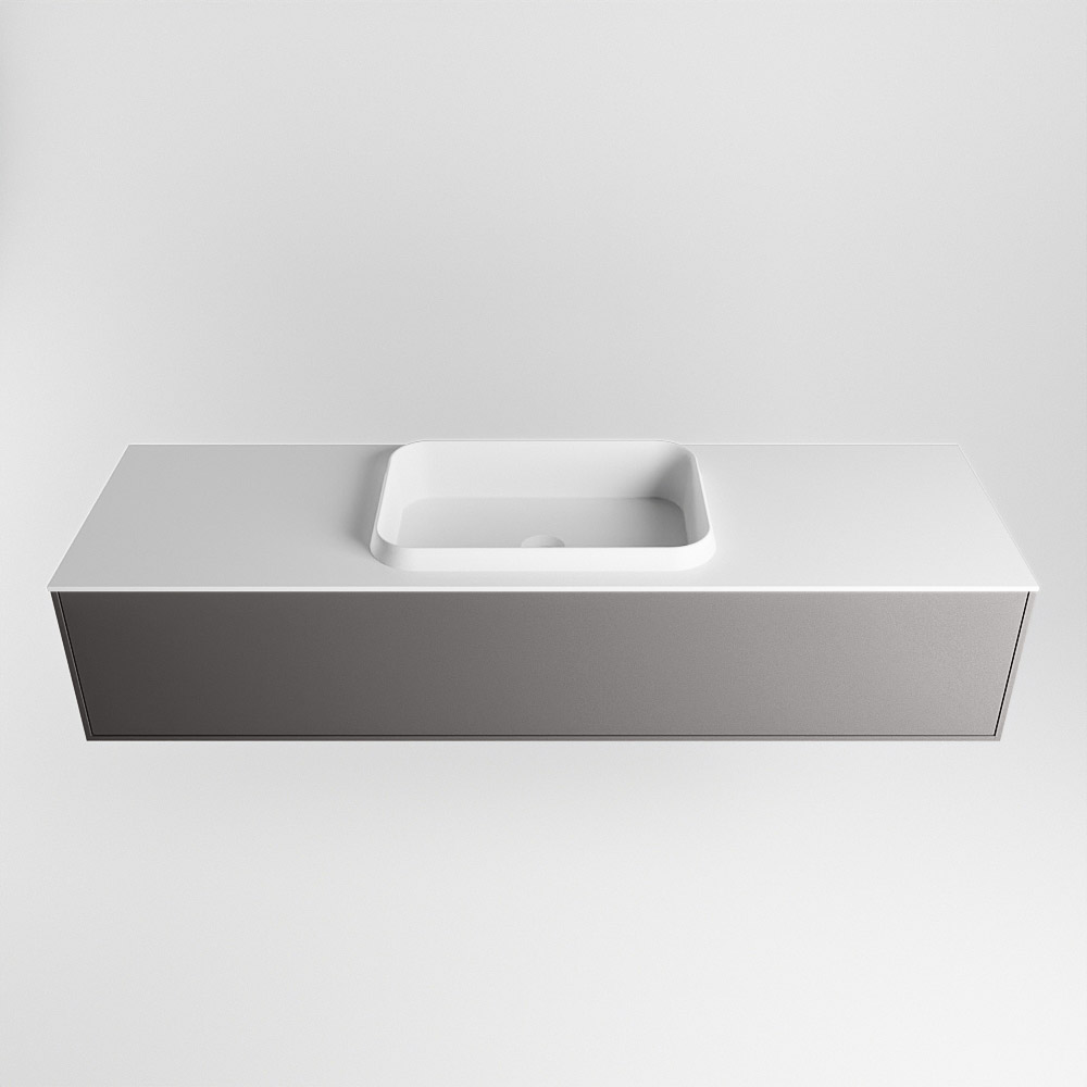 MONDIAZ ERIN 150cm mueble de baño color Dark Grey 1 cajón. Lavabo RIDGE Centro 1 orificio color Talc. 5 MONDIAZ ERIN 150cm mueble de baño color Dark Grey 1 cajón. Lavabo RIDGE Centro 1 orificio color Talc. - Imagen 5