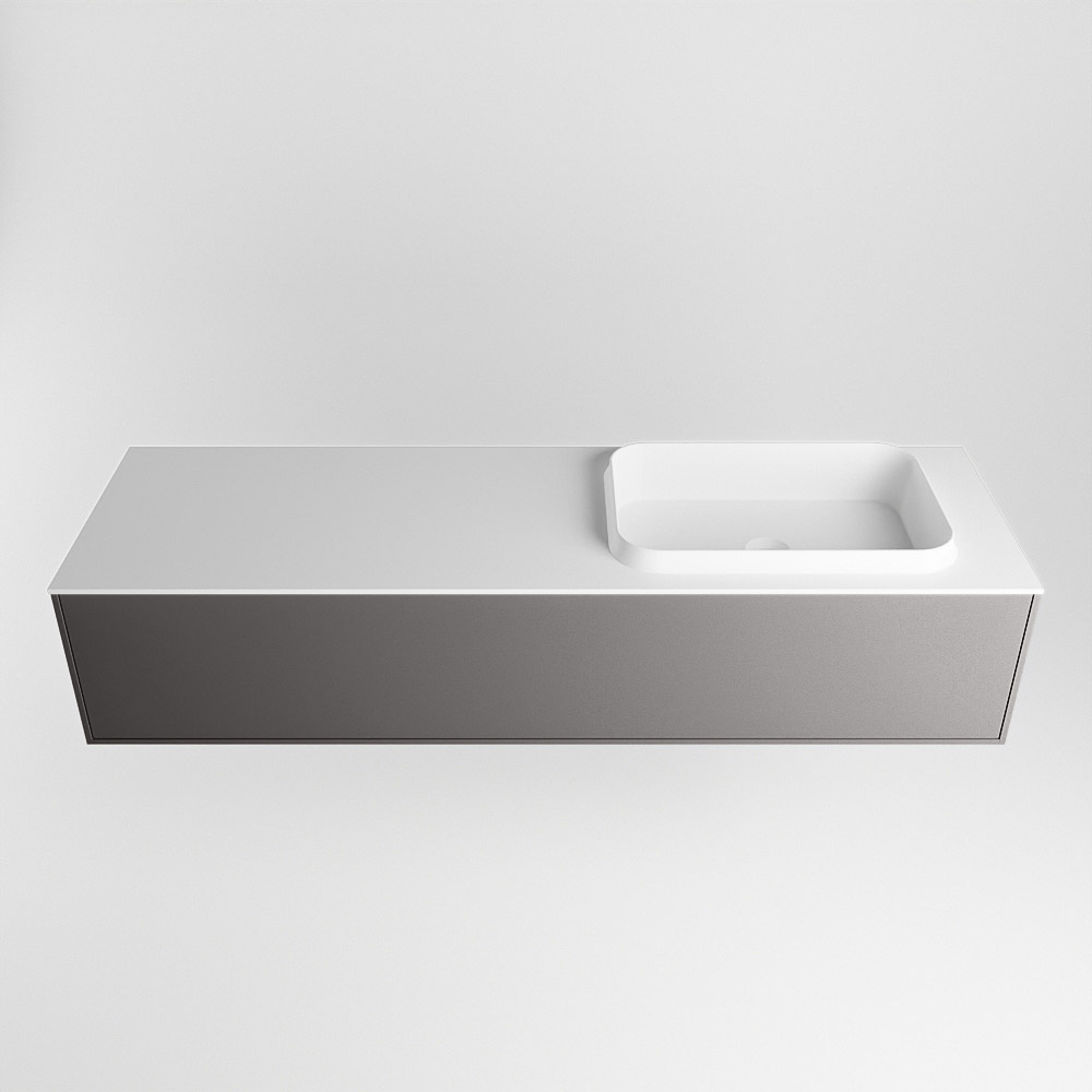 MONDIAZ ERIN 150cm mueble de baño color Dark Grey 1 cajón. Lavabo RIDGE Derecho 1 orificio color Talc. 5 MONDIAZ ERIN 150cm mueble de baño color Dark Grey 1 cajón. Lavabo RIDGE Derecho 1 orificio color Talc. - Imagen 5