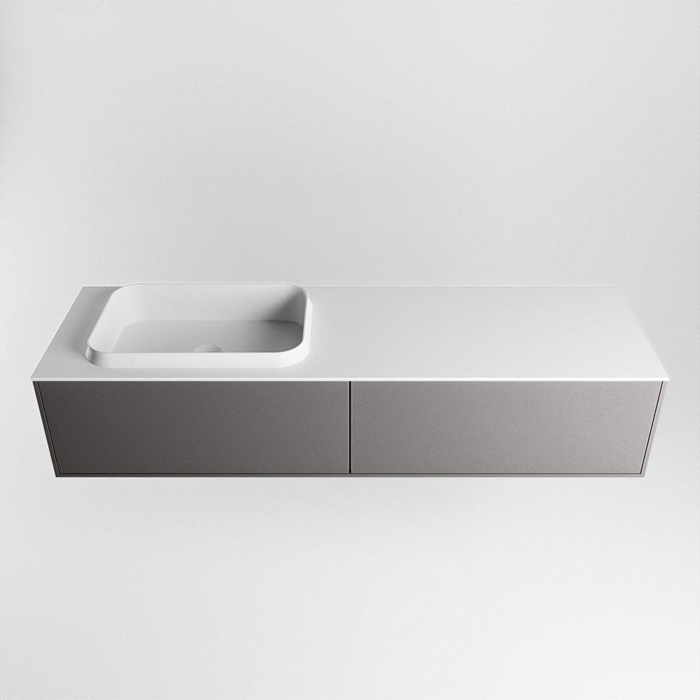 MONDIAZ ERIN 150cm mueble de baño color Dark Grey 2 cajones. Lavabo RIDGE Izquierda 1 orificio color Talc. 5 MONDIAZ ERIN 150cm mueble de baño color Dark Grey 2 cajones. Lavabo RIDGE Izquierda 1 orificio color Talc. - Imagen 5