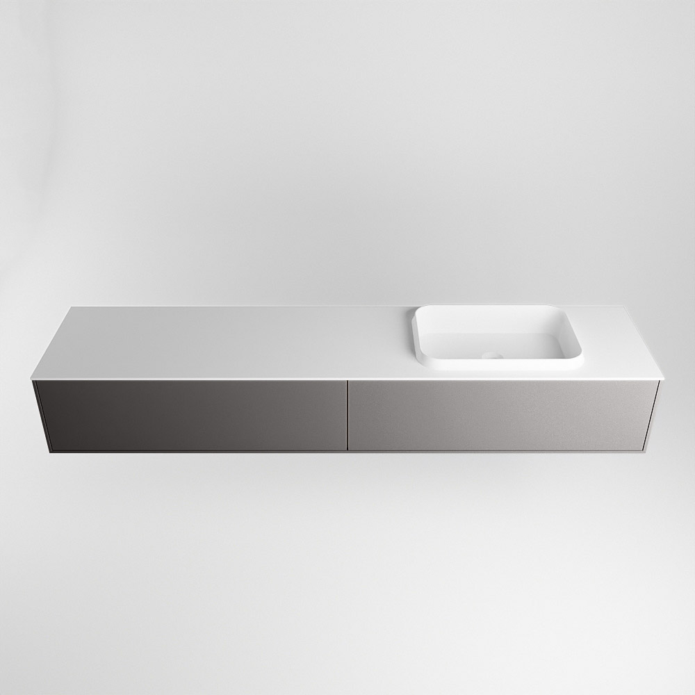 MONDIAZ ERIN 200cm mueble de baño color Dark Grey 2 cajones. Lavabo RIDGE Derecho 1 orificio color Talc. 5 MONDIAZ ERIN 200cm mueble de baño color Dark Grey 2 cajones. Lavabo RIDGE Derecho 1 orificio color Talc. - Imagen 5