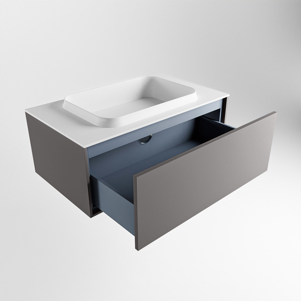 MONDIAZ ERIN 80cm mueble de baño color Dark Grey 1 cajón. Lavabo RIDGE Centro sin orificio color Talc. 6 MONDIAZ ERIN 80cm mueble de baño color Dark Grey 1 cajón. Lavabo RIDGE Centro sin orificio color Talc. - Imagen 6