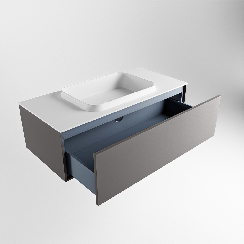 MONDIAZ ERIN 100cm mueble de baño color Dark Grey 1 cajón. Lavabo RIDGE Centro 1 orificio color Talc. 6 MONDIAZ ERIN 100cm mueble de baño color Dark Grey 1 cajón. Lavabo RIDGE Centro 1 orificio color Talc. - Imagen 6