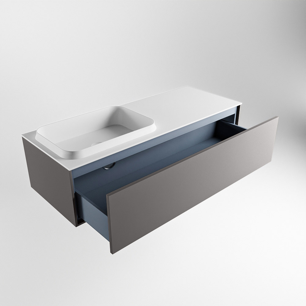 MONDIAZ ERIN 120cm mueble de baño color Dark Grey 1 cajón. Lavabo RIDGE Izquierda sin orificio color Talc. 6 MONDIAZ ERIN 120cm mueble de baño color Dark Grey 1 cajón. Lavabo RIDGE Izquierda sin orificio color Talc. - Imagen 6