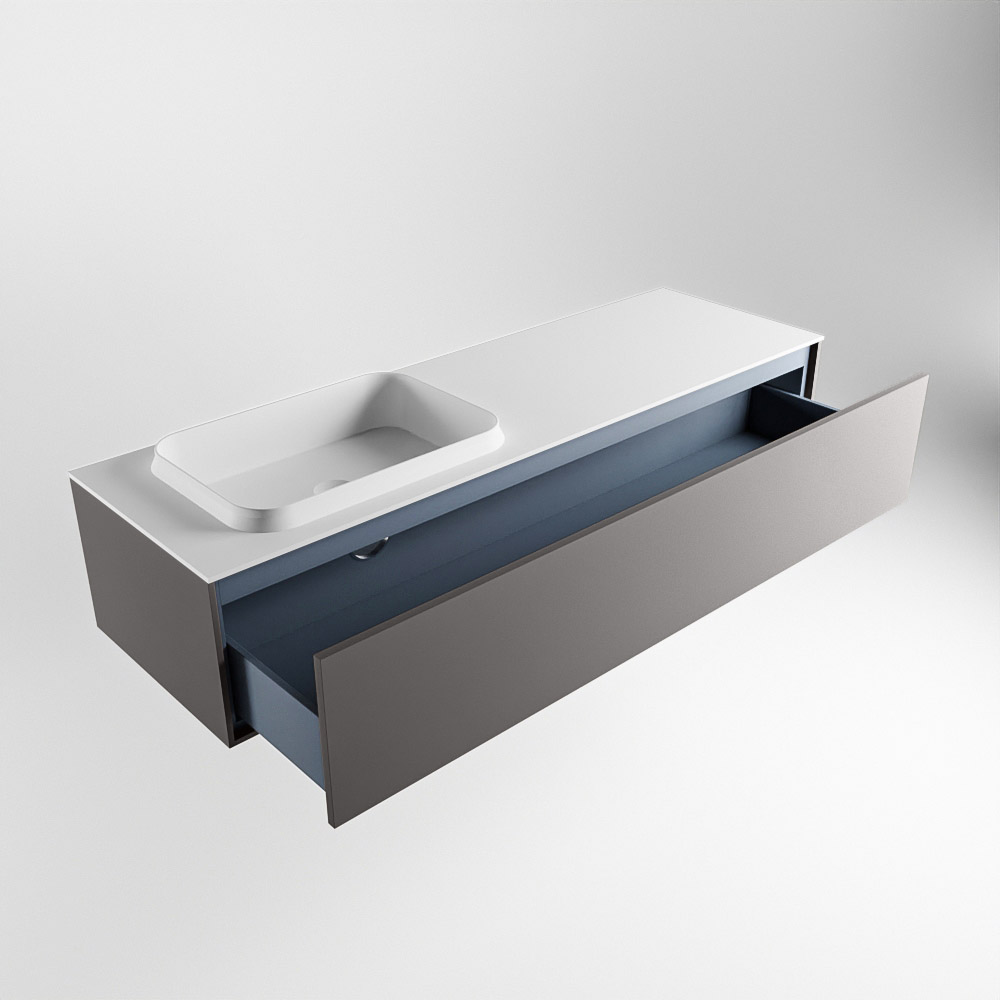 MONDIAZ ERIN 150cm mueble de baño color Dark Grey 1 cajón. Lavabo RIDGE Izquierda 1 orificio color Talc. 6 MONDIAZ ERIN 150cm mueble de baño color Dark Grey 1 cajón. Lavabo RIDGE Izquierda 1 orificio color Talc. - Imagen 6