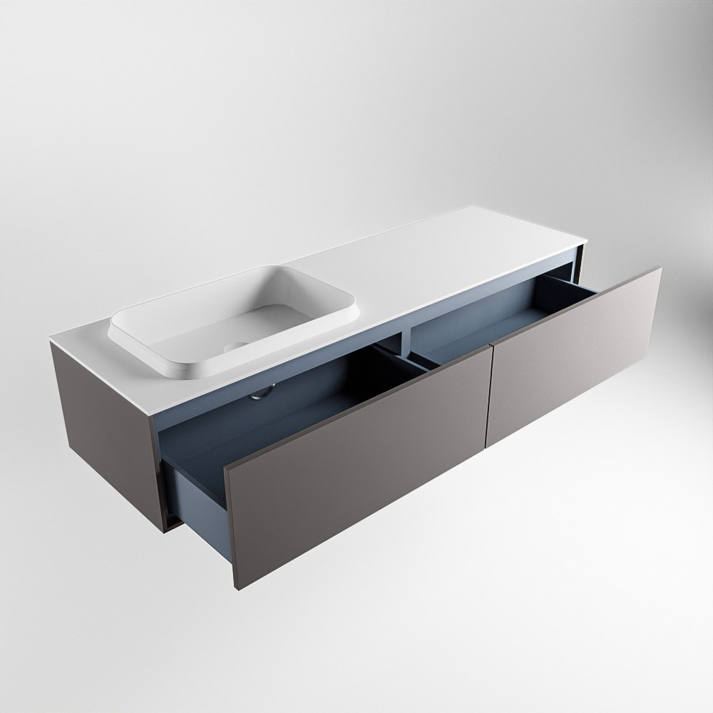 MONDIAZ ERIN 150cm mueble de baño color Dark Grey 2 cajones. Lavabo RIDGE Izquierda 1 orificio color Talc. 6 MONDIAZ ERIN 150cm mueble de baño color Dark Grey 2 cajones. Lavabo RIDGE Izquierda 1 orificio color Talc. - Imagen 6