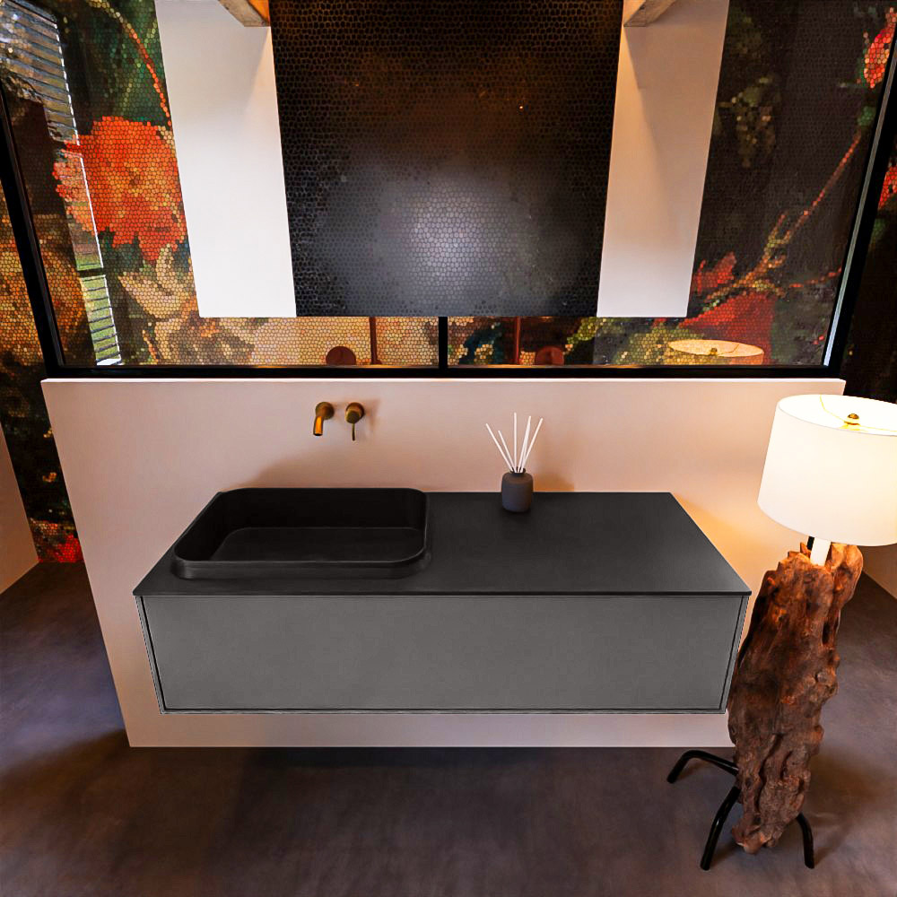 MONDIAZ ERIN 120cm mueble de baño color Dark Grey 1 cajón. Lavabo RIDGE Izquierda sin orificio color Urban. 3 MONDIAZ ERIN 120cm mueble de baño color Dark Grey 1 cajón. Lavabo RIDGE Izquierda sin orificio color Urban. - Imagen 3