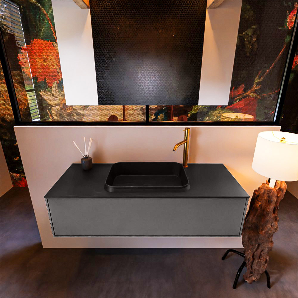 MONDIAZ ERIN 120cm mueble de baño color Dark Grey 1 cajón. Lavabo RIDGE Centro 1 orificio color Urban. 3 MONDIAZ ERIN 120cm mueble de baño color Dark Grey 1 cajón. Lavabo RIDGE Centro 1 orificio color Urban. - Imagen 3
