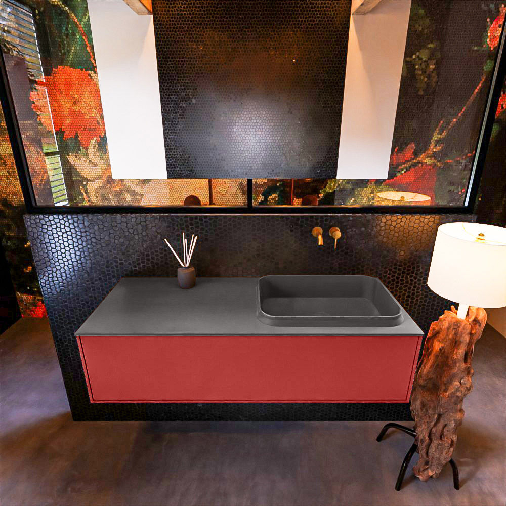 MONDIAZ ERIN 120cm mueble de baño color Fire 1 cajón. Lavabo RIDGE Derecho sin orificio color Dark Grey. 3 MONDIAZ ERIN 120cm mueble de baño color Fire 1 cajón. Lavabo RIDGE Derecho sin orificio color Dark Grey. - Imagen 3