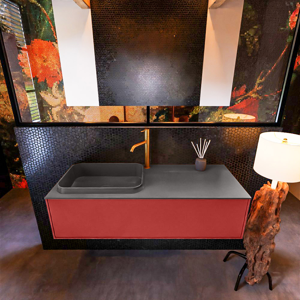 MONDIAZ ERIN 120cm mueble de baño color Fire 1 cajón. Lavabo RIDGE Izquierda 1 orificio color Dark Grey. 3 MONDIAZ ERIN 120cm mueble de baño color Fire 1 cajón. Lavabo RIDGE Izquierda 1 orificio color Dark Grey. - Imagen 3