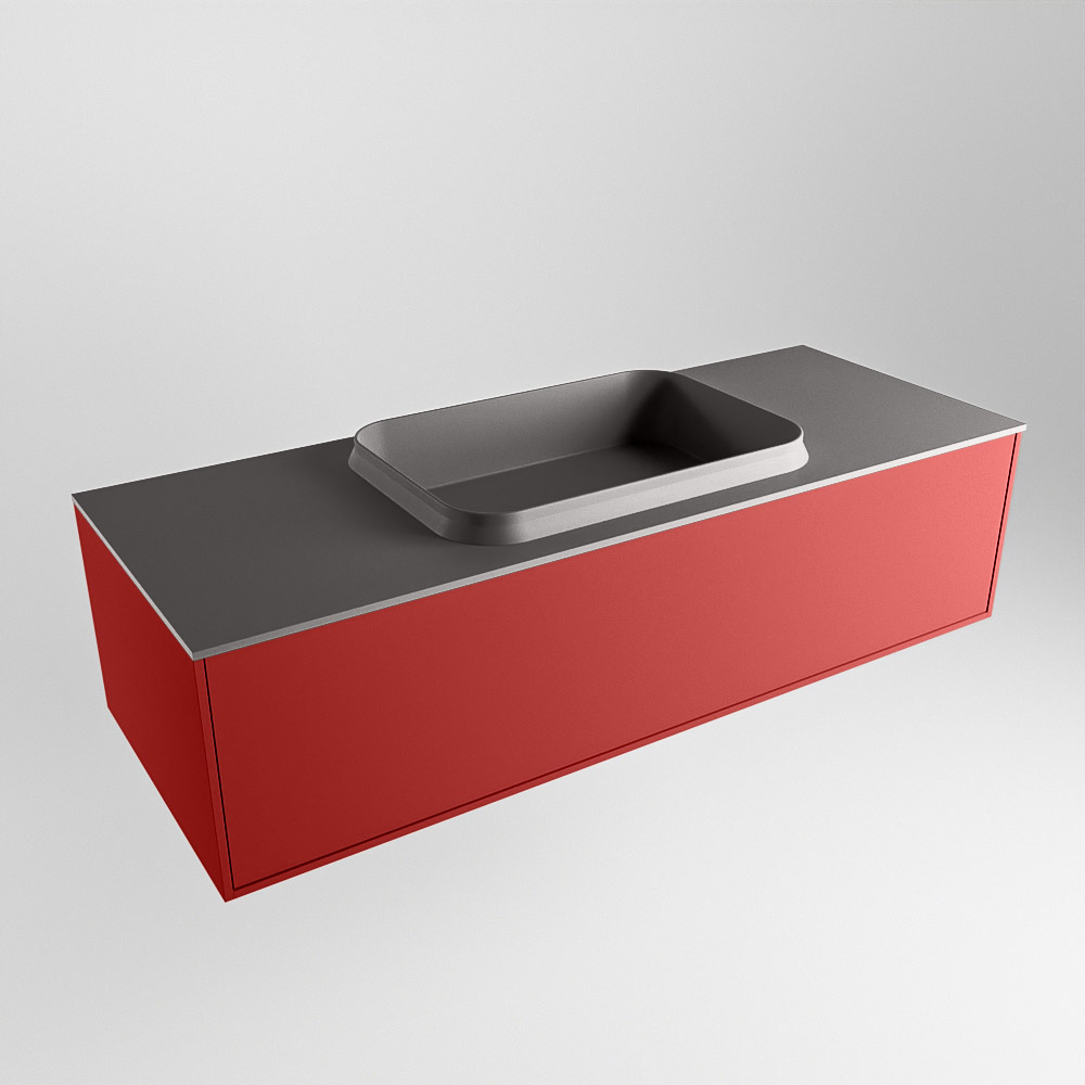 MONDIAZ ERIN 120cm mueble de baño color Fire 1 cajón. Lavabo RIDGE Centro sin orificio color Dark Grey. 4 MONDIAZ ERIN 120cm mueble de baño color Fire 1 cajón. Lavabo RIDGE Centro sin orificio color Dark Grey. - Imagen 4