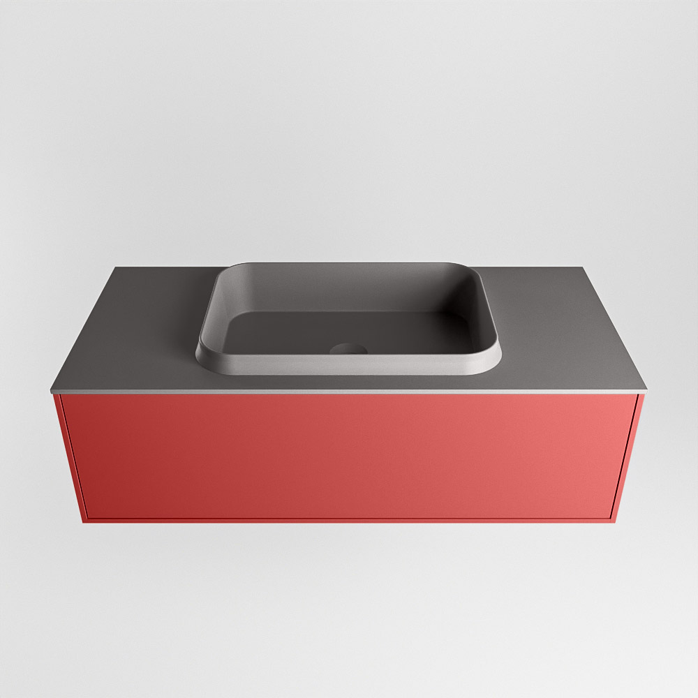 MONDIAZ ERIN 100cm mueble de baño color Fire 1 cajón. Lavabo RIDGE Centro 1 orificio color Dark Grey. 5 MONDIAZ ERIN 100cm mueble de baño color Fire 1 cajón. Lavabo RIDGE Centro 1 orificio color Dark Grey. - Imagen 5