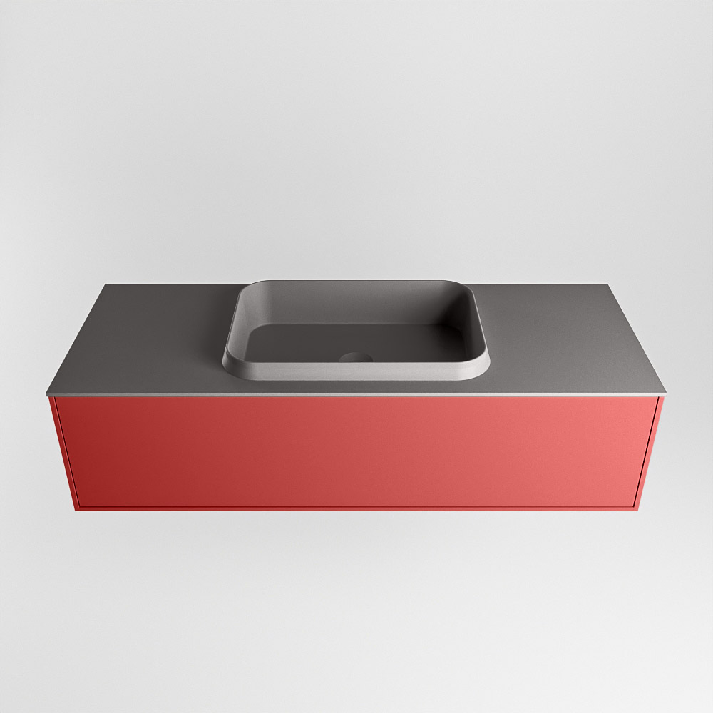 MONDIAZ ERIN 120cm mueble de baño color Fire 1 cajón. Lavabo RIDGE Centro sin orificio color Dark Grey. 5 MONDIAZ ERIN 120cm mueble de baño color Fire 1 cajón. Lavabo RIDGE Centro sin orificio color Dark Grey. - Imagen 5