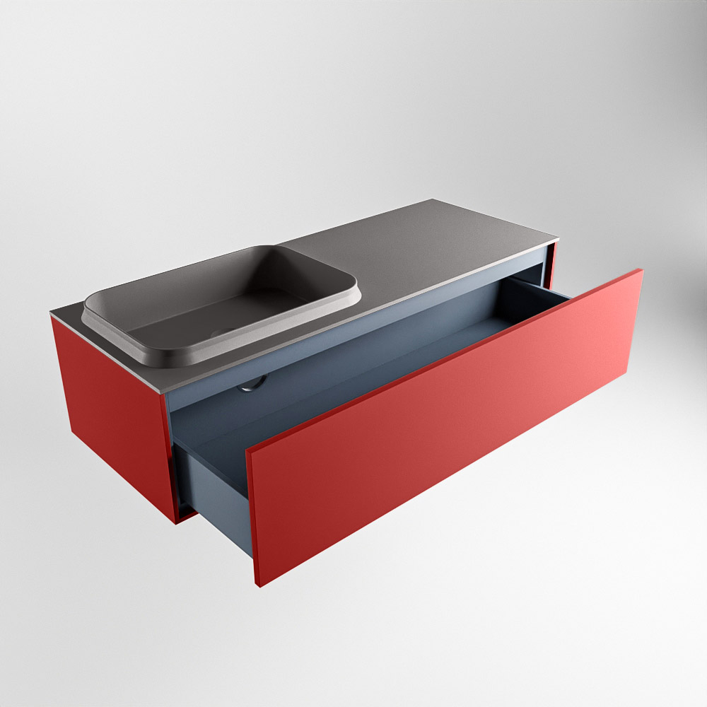 MONDIAZ ERIN 120cm mueble de baño color Fire 1 cajón. Lavabo RIDGE Izquierda 1 orificio color Dark Grey. 6 MONDIAZ ERIN 120cm mueble de baño color Fire 1 cajón. Lavabo RIDGE Izquierda 1 orificio color Dark Grey. - Imagen 6