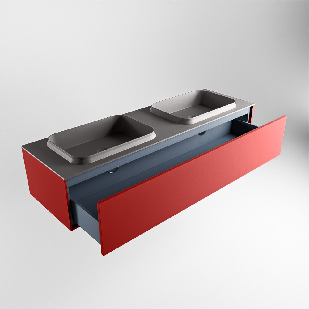 MONDIAZ ERIN 150cm mueble de baño color Fire 1 cajón. Lavabo RIDGE Doble 2 orificios color Dark Grey. 6 MONDIAZ ERIN 150cm mueble de baño color Fire 1 cajón. Lavabo RIDGE Doble 2 orificios color Dark Grey. - Imagen 6