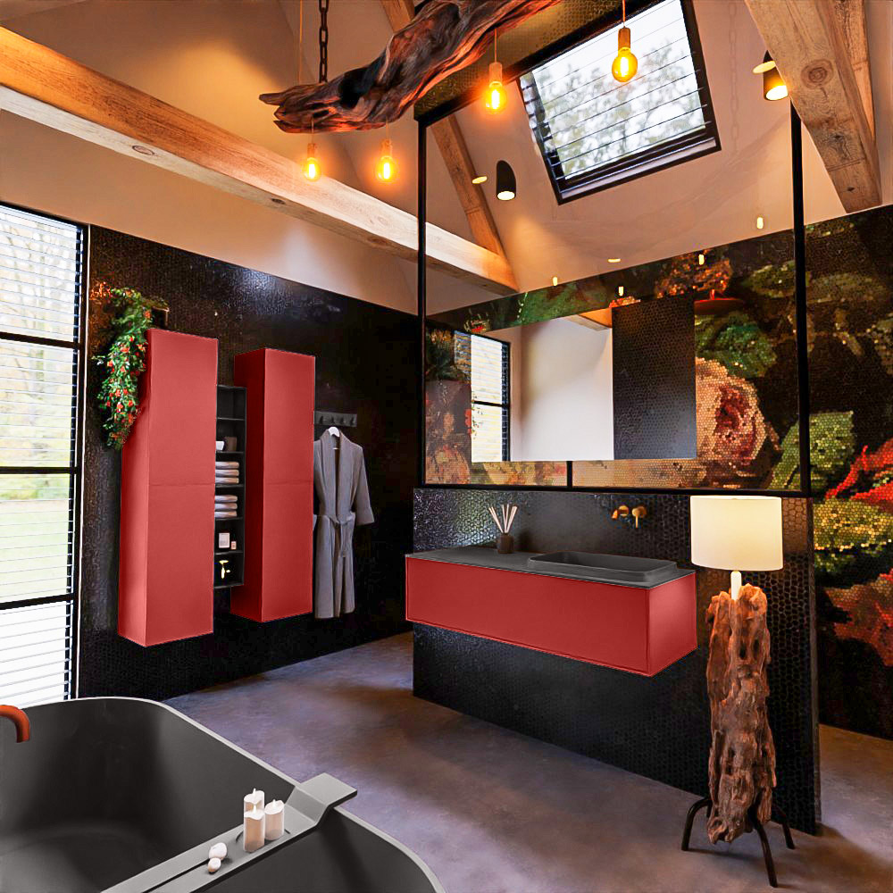 MONDIAZ ERIN 120cm mueble de baño color Fire 1 cajón. Lavabo RIDGE Derecho sin orificio color Dark Grey. 2 MONDIAZ ERIN 120cm mueble de baño color Fire 1 cajón. Lavabo RIDGE Derecho sin orificio color Dark Grey. - Imagen 2