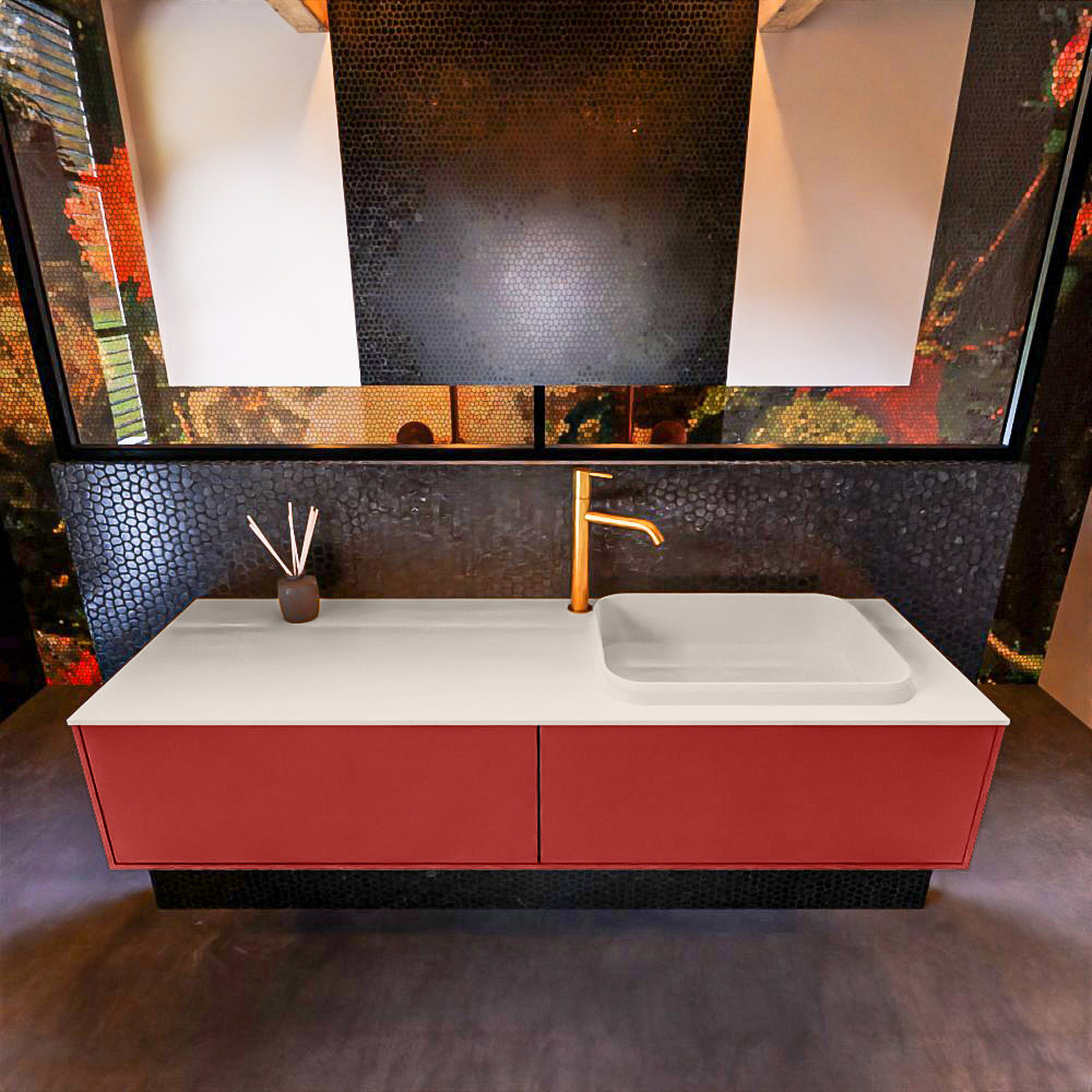 MONDIAZ ERIN 150cm mueble de baño color Fire 2 cajones. Lavabo RIDGE Derecho 1 orificio color Linen. 3 MONDIAZ ERIN 150cm mueble de baño color Fire 2 cajones. Lavabo RIDGE Derecho 1 orificio color Linen. - Imagen 3