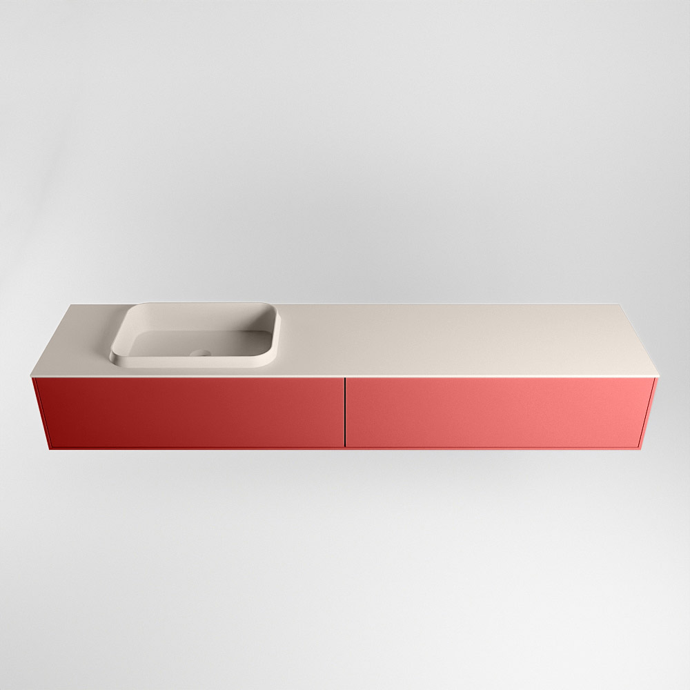 MONDIAZ ERIN 200cm mueble de baño color Fire 2 cajones. Lavabo RIDGE Izquierda sin orificio color Linen. 5 MONDIAZ ERIN 200cm mueble de baño color Fire 2 cajones. Lavabo RIDGE Izquierda sin orificio color Linen. - Imagen 5