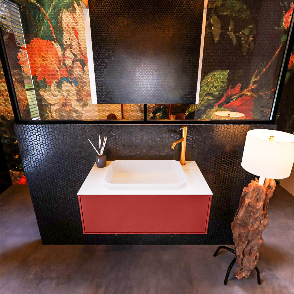 MONDIAZ ERIN 80cm mueble de baño color Fire 1 cajón. Lavabo RIDGE Centro 1 orificio color Talc. 3 MONDIAZ ERIN 80cm mueble de baño color Fire 1 cajón. Lavabo RIDGE Centro 1 orificio color Talc. - Imagen 3