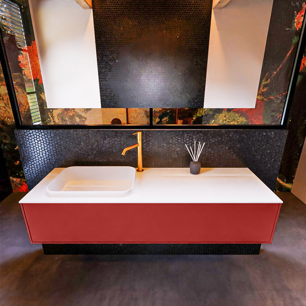 MONDIAZ ERIN 150cm mueble de baño color Fire 1 cajón. Lavabo RIDGE Izquierda 1 orificio color Talc. 3 MONDIAZ ERIN 150cm mueble de baño color Fire 1 cajón. Lavabo RIDGE Izquierda 1 orificio color Talc. - Imagen 3