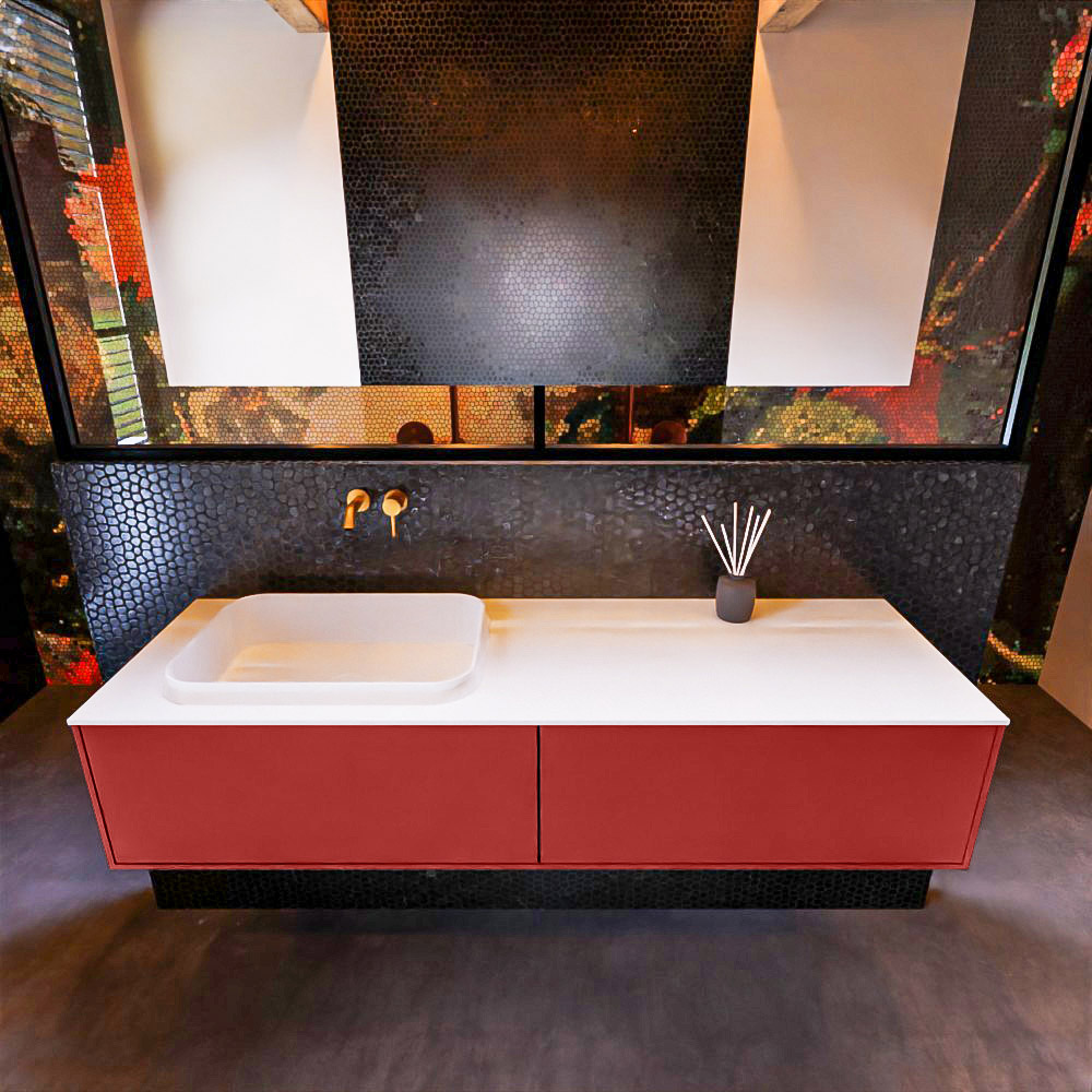 MONDIAZ ERIN 150cm mueble de baño color Fire 2 cajones. Lavabo RIDGE Izquierda sin orificio color Talc. 3 MONDIAZ ERIN 150cm mueble de baño color Fire 2 cajones. Lavabo RIDGE Izquierda sin orificio color Talc. - Imagen 3
