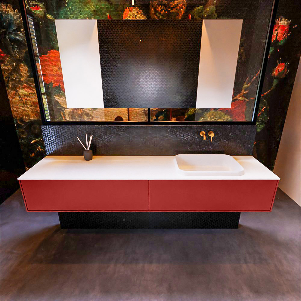 MONDIAZ ERIN 200cm mueble de baño color Fire 2 cajones. Lavabo RIDGE Derecho sin orificio color Talc. 3 MONDIAZ ERIN 200cm mueble de baño color Fire 2 cajones. Lavabo RIDGE Derecho sin orificio color Talc. - Imagen 3