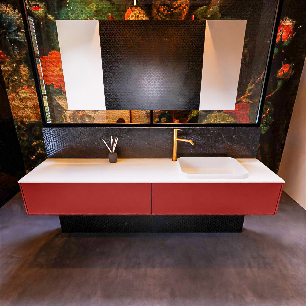 MONDIAZ ERIN 200cm mueble de baño color Fire 2 cajones. Lavabo RIDGE Derecho 1 orificio color Talc. 3 MONDIAZ ERIN 200cm mueble de baño color Fire 2 cajones. Lavabo RIDGE Derecho 1 orificio color Talc. - Imagen 3