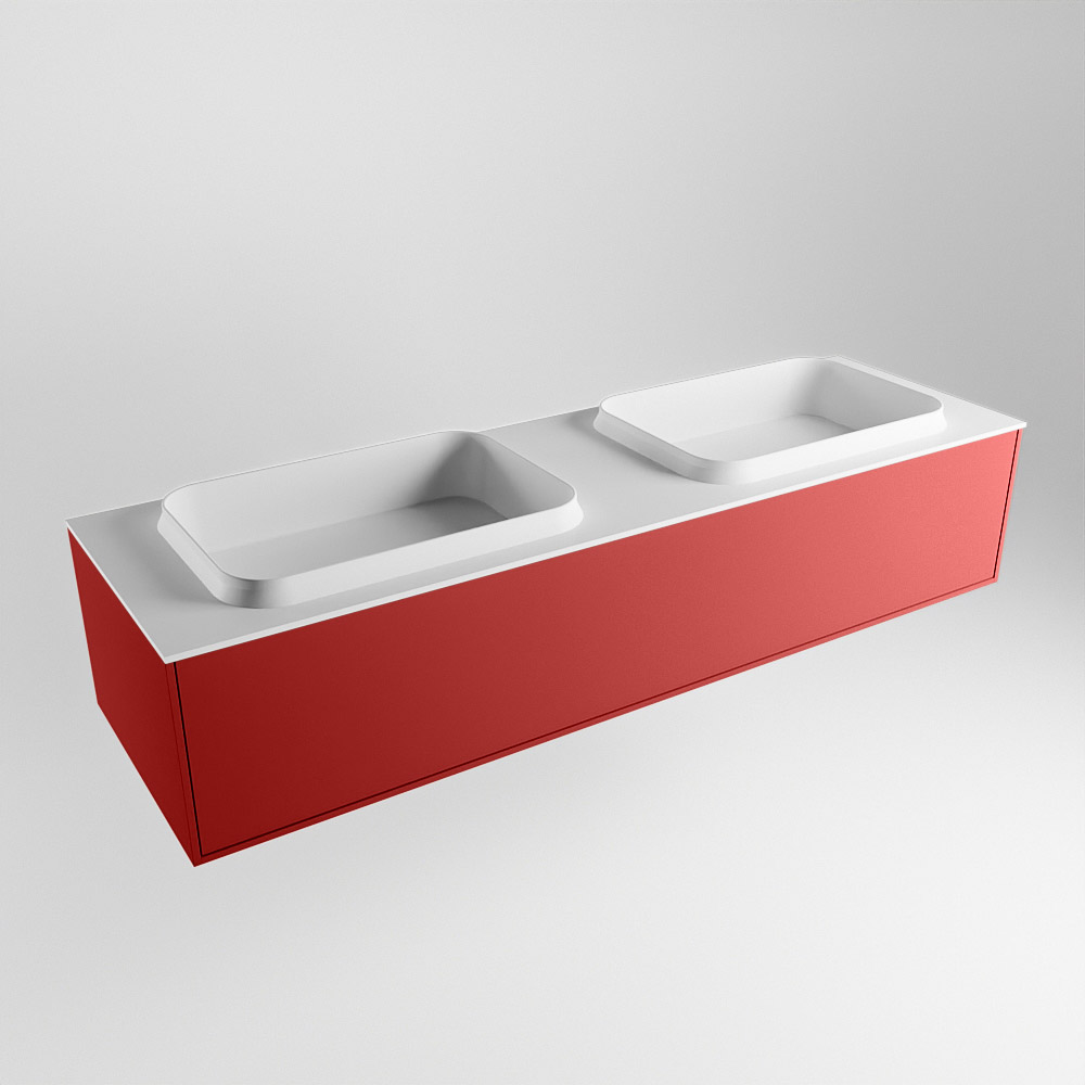 MONDIAZ ERIN 150cm mueble de baño color Fire 1 cajón. Lavabo RIDGE Doble sin orificio color Talc. 4 MONDIAZ ERIN 150cm mueble de baño color Fire 1 cajón. Lavabo RIDGE Doble sin orificio color Talc. - Imagen 4