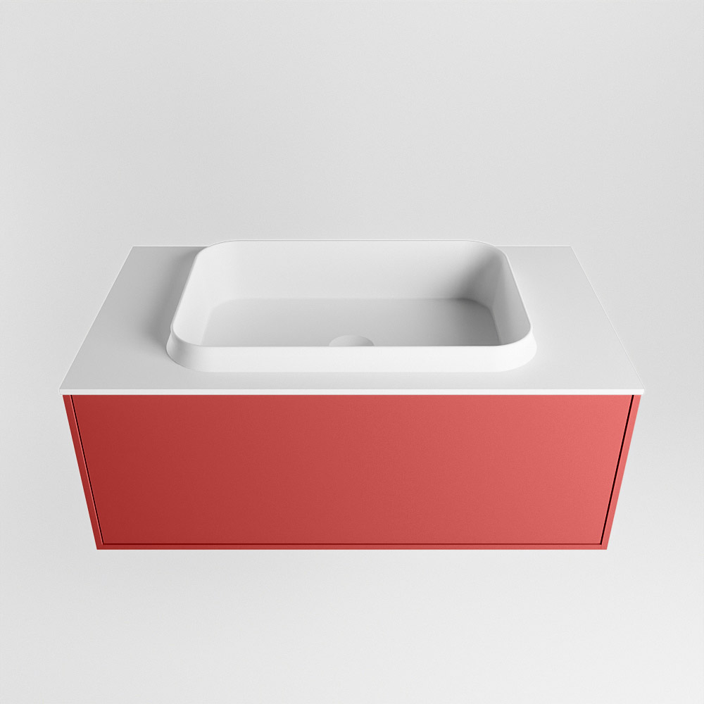 MONDIAZ ERIN 80cm mueble de baño color Fire 1 cajón. Lavabo RIDGE Centro 1 orificio color Talc. 5 MONDIAZ ERIN 80cm mueble de baño color Fire 1 cajón. Lavabo RIDGE Centro 1 orificio color Talc. - Imagen 5