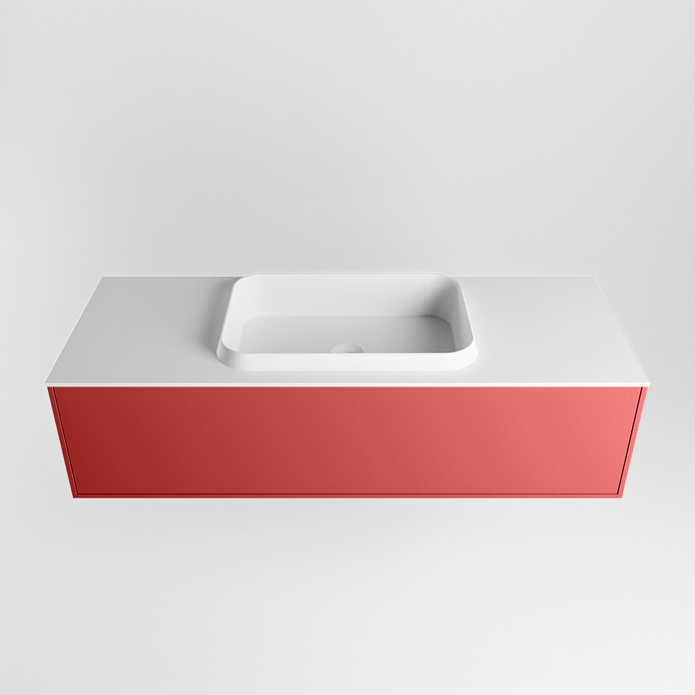 MONDIAZ ERIN 120cm mueble de baño color Fire 1 cajón. Lavabo RIDGE Centro sin orificio color Talc. 5 MONDIAZ ERIN 120cm mueble de baño color Fire 1 cajón. Lavabo RIDGE Centro sin orificio color Talc. - Imagen 5