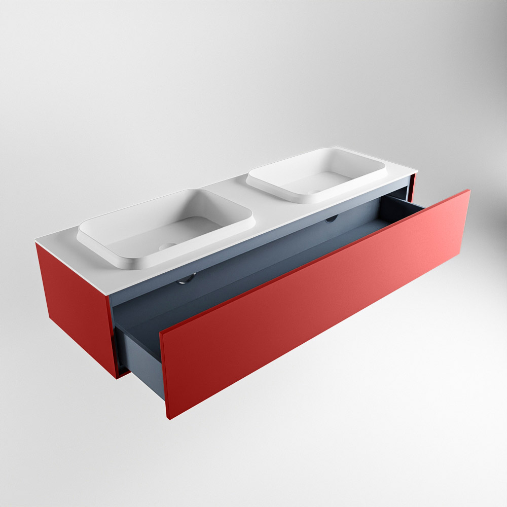 MONDIAZ ERIN 150cm mueble de baño color Fire 1 cajón. Lavabo RIDGE Doble sin orificio color Talc. 6 MONDIAZ ERIN 150cm mueble de baño color Fire 1 cajón. Lavabo RIDGE Doble sin orificio color Talc. - Imagen 6