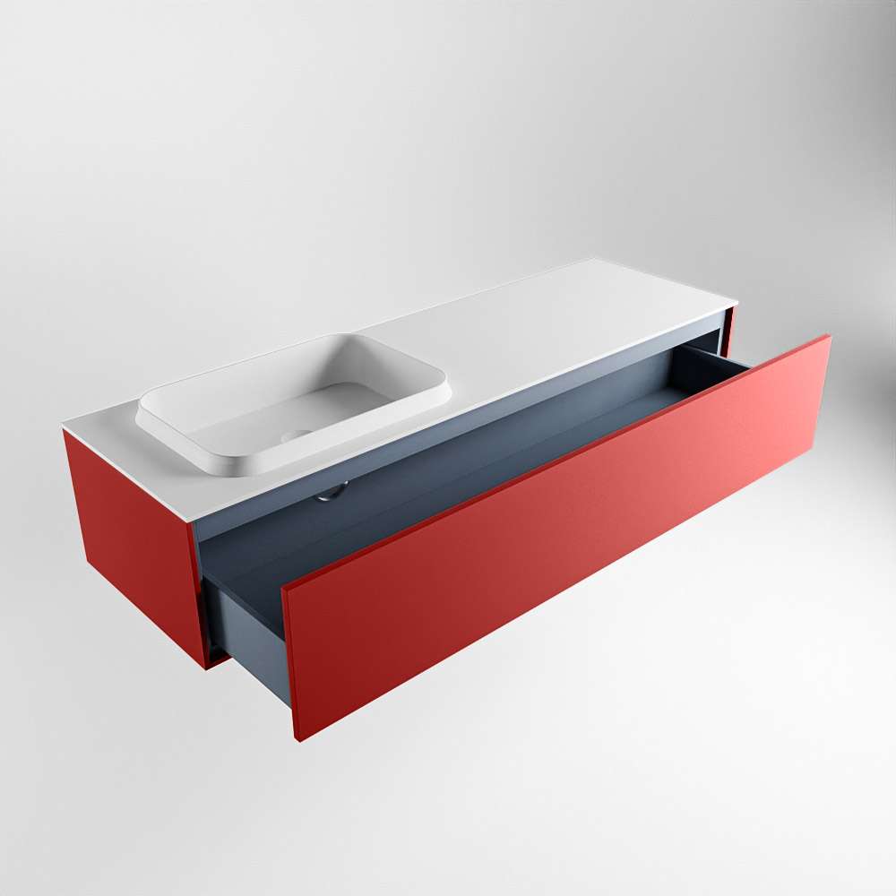 MONDIAZ ERIN 150cm mueble de baño color Fire 1 cajón. Lavabo RIDGE Izquierda 1 orificio color Talc. 6 MONDIAZ ERIN 150cm mueble de baño color Fire 1 cajón. Lavabo RIDGE Izquierda 1 orificio color Talc. - Imagen 6