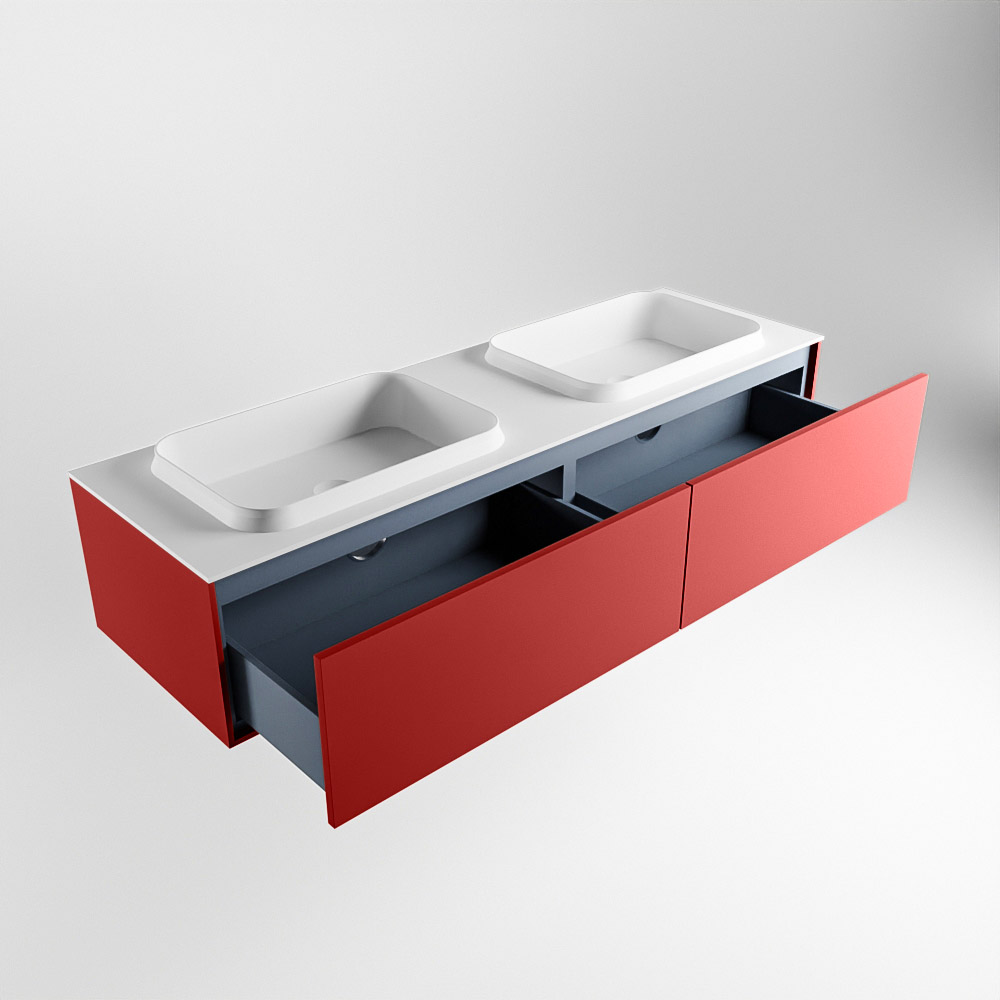 MONDIAZ ERIN 150cm mueble de baño color Fire 2 cajones. Lavabo RIDGE Doble sin orificio color Talc. 6 MONDIAZ ERIN 150cm mueble de baño color Fire 2 cajones. Lavabo RIDGE Doble sin orificio color Talc. - Imagen 6
