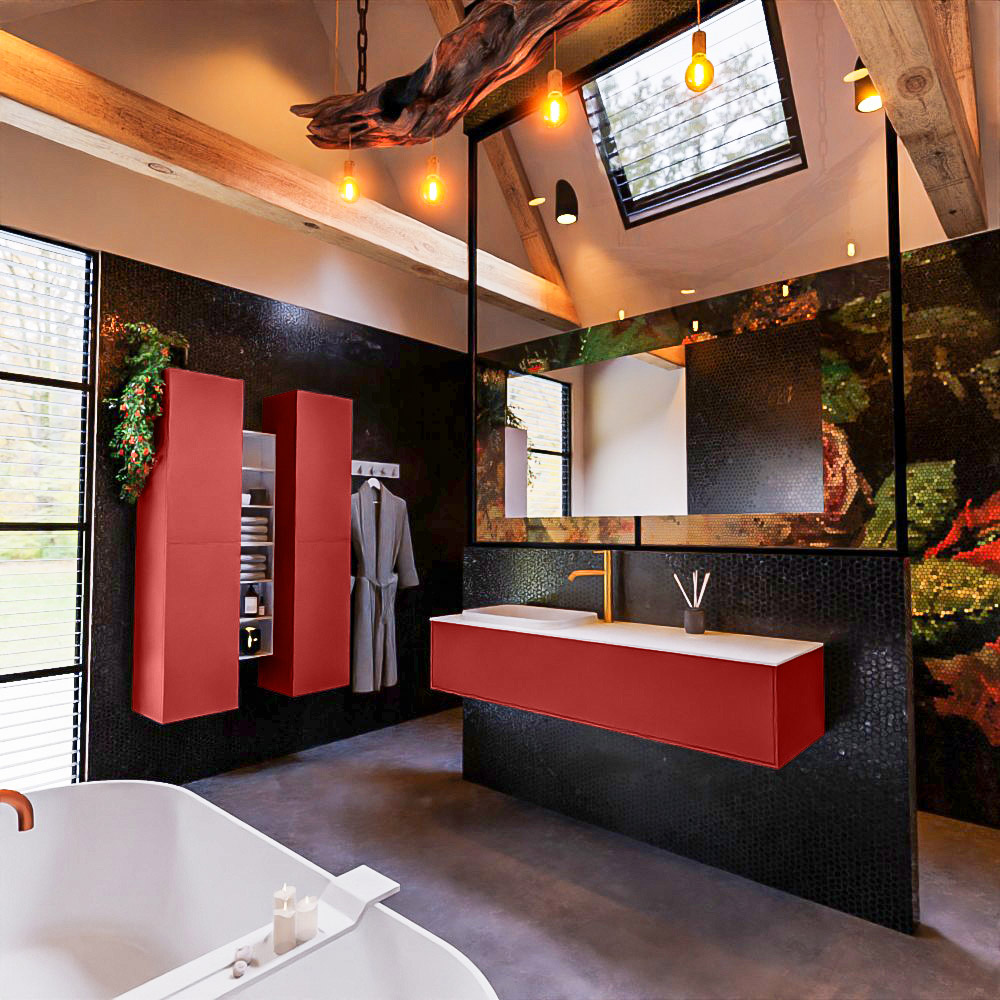 MONDIAZ ERIN 150cm mueble de baño color Fire 1 cajón. Lavabo RIDGE Izquierda 1 orificio color Talc. 2 MONDIAZ ERIN 150cm mueble de baño color Fire 1 cajón. Lavabo RIDGE Izquierda 1 orificio color Talc. - Imagen 2